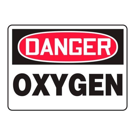 Accuform Danger Sign, Oxygen, 14inW x 10inH, Aluminum MCHL170VA